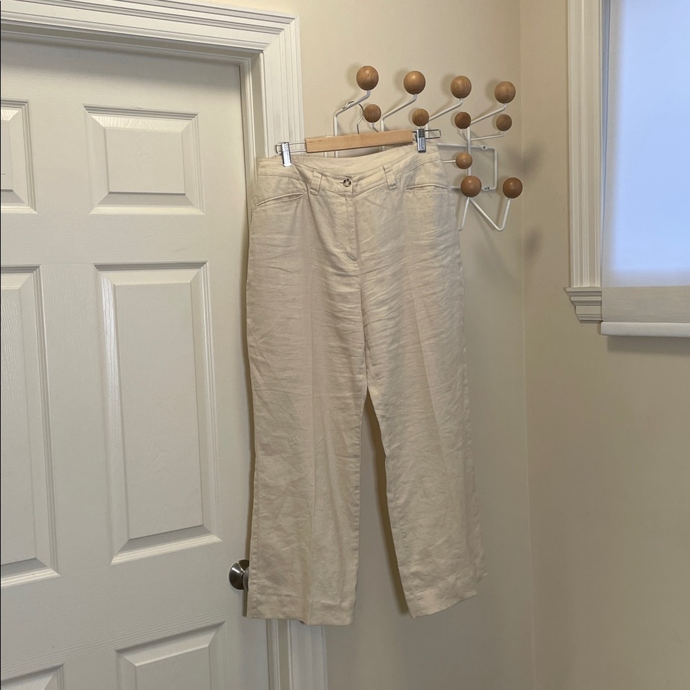 Chico's - Wide Legged Preppy Cottagecore Linen Pants - Khaki - 2